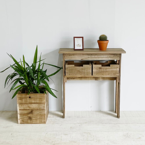 リサイクルウッド☆エントランスコンソールテーブル 23cm ホワイト