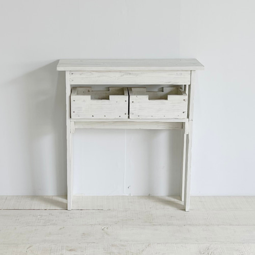 リサイクルウッド☆エントランスコンソールテーブル 23cm ホワイト