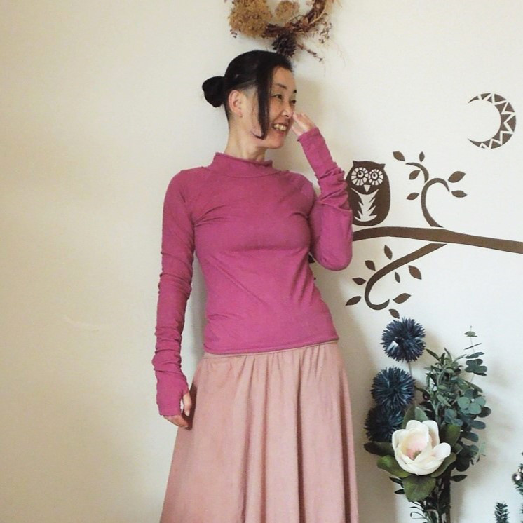 【SALE】asana ヘンプコットン 薄手 グローブカットソー●暖色５色