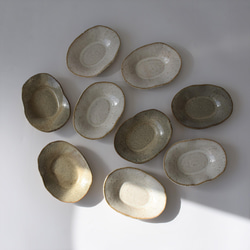 楕円形・オーバル小皿　黄御影土×チタンマット釉 14枚目の画像