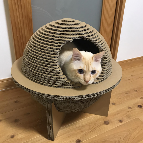 激レアスイーツハウスにゃんこパネル生地　ハンド 爪とぎハウスにゃんこプラネット土星 カスが出にくい段ボール製品