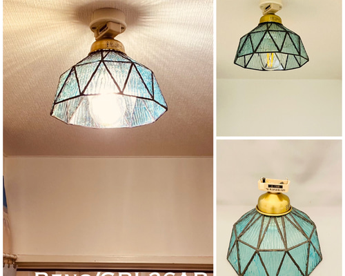 ステンドグラスランプ　ひっかけシーリングライト ステンドグラスシーリングライト 品番.da7966-3ltf-outlet-b