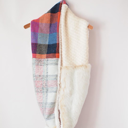 【受注製作】チェック＆チェック＊アイルランド製チェック生地・ポコポコニットを使ったスヌード 5枚目の画像