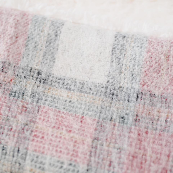 【受注製作】チェック＆チェック＊アイルランド製チェック生地・ポコポコニットを使ったスヌード 6枚目の画像