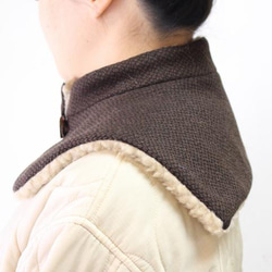 Attached collar c/#brown ブリティッシュツイード+ボア マフラー付け襟 6枚目の画像