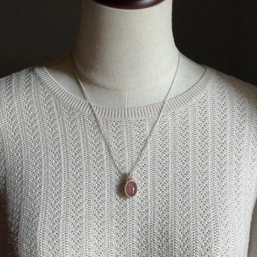 希少 天然 レッドアベンチュリンクォーツシスト マクラメ ネックレス