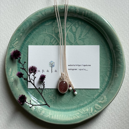 希少 天然 レッドアベンチュリンクォーツシスト マクラメ ネックレス