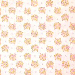 シーチング生地【50×110cm】 お花の猫柄 花柄 ねこ 猫 ネコ 足跡 可愛い 入園グッズ 女の子 ピンク 黄色 2枚目の画像