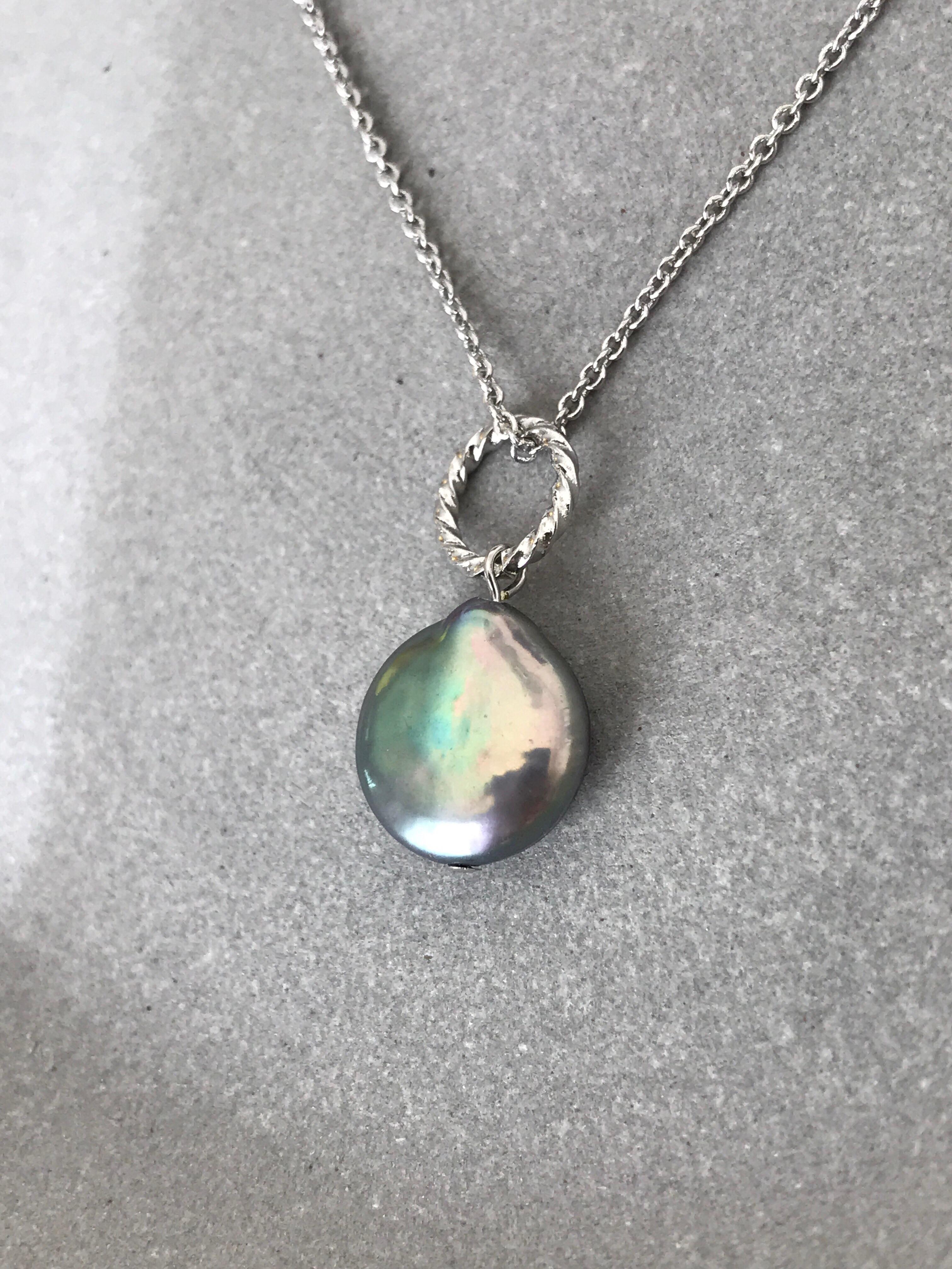 ［再販］ブルーグレーの淡水パール♚ペンダントトップ