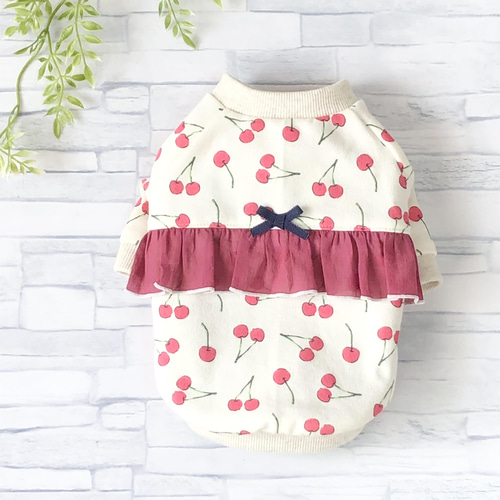 【オーダー】紅いちご×デニムフリルスカートのセットイントレーナー犬服 デニムフリルスカート - ドッグウェア・犬服の通販のene