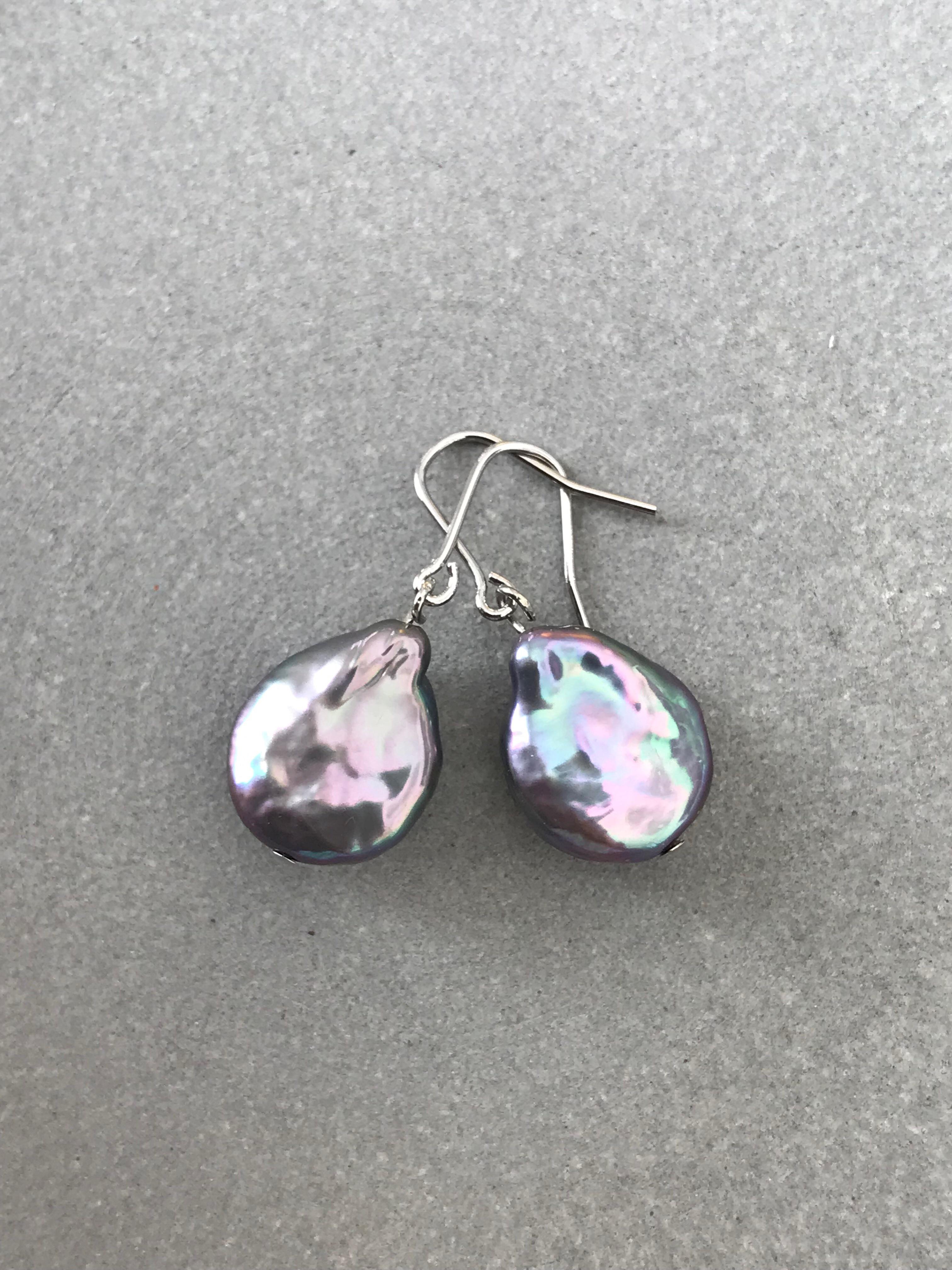 ［再販］美しいブルーグレーの淡水パール♚ピアス/ノンホールピアス