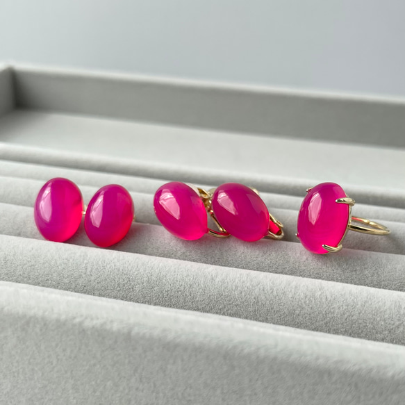 Fuchsia Pink Chalcedony Oval Ring《SILVER or GOLD》 5枚目の画像