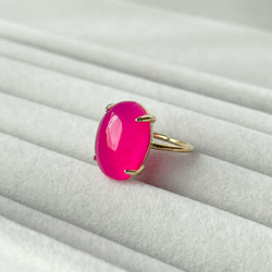 Fuchsia Pink Chalcedony Oval Ring《SILVER or GOLD》 1枚目の画像