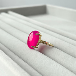 Fuchsia Pink Chalcedony Oval Ring《SILVER or GOLD》 2枚目の画像