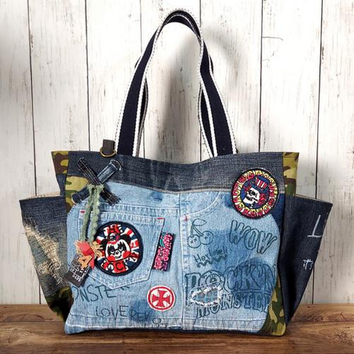 【在庫処分】USEDデニムリメイク ショルダーバッグ　トートバッグ 古典 #ショルダーバッグ #ハンドメイドバッグ #デニムバッグ