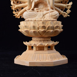 極上品 准胝観音（七倶胝仏母）木彫仏像 置物 細工精彫 仏教工芸品 仏教美術 3枚目の画像