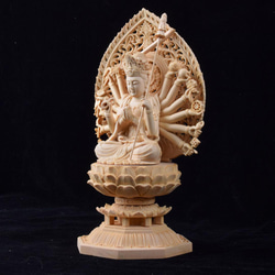 極上品 准胝観音（七倶胝仏母）木彫仏像 置物 細工精彫 仏教工芸品 仏教美術 6枚目の画像