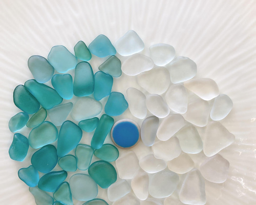 シーグラス 119 中粒ホワイト＆ブルーmix ビーチグラス ガラス その他