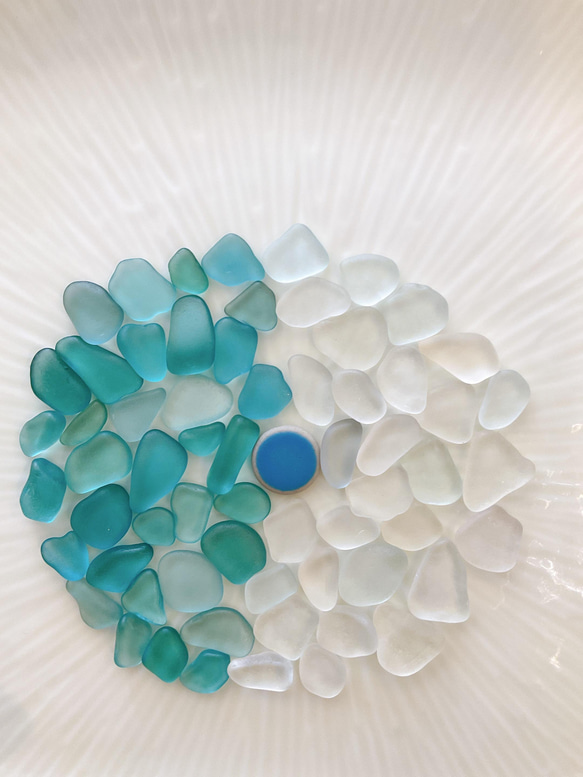 シーグラス 119 中粒ホワイト＆ブルーmix ビーチグラス ガラス