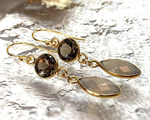 No.597✨天然石✨グァバクォーツコッパーの一粒ピアス　イヤリング 気質アップ No.597✨天然石✨グァバクォーツコッパーの一粒