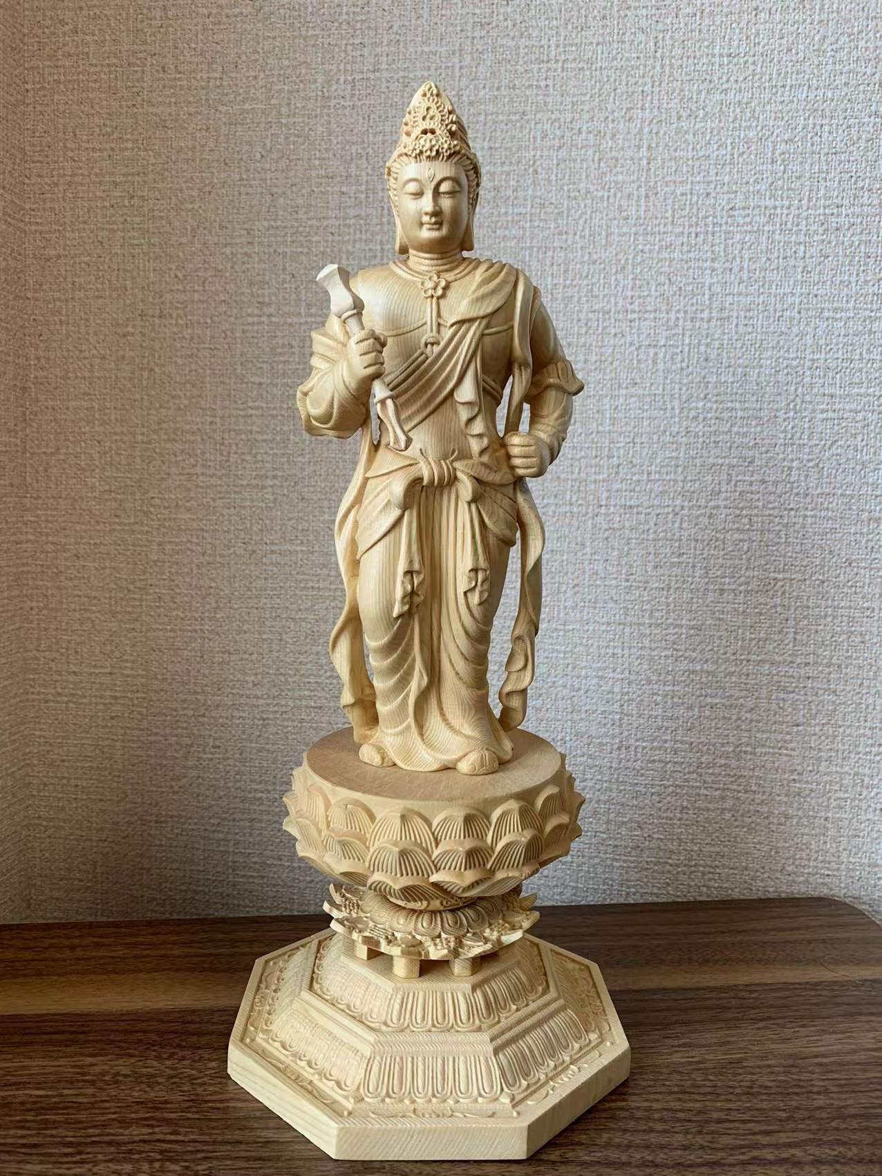 【修縁堂】高品質 仏像 メッキ 帝釈天 置物 木彫 仏様 可装蔵 修縁堂】高品質 仏像 メッキ 帝釈天 置物 木彫 仏様 可装蔵