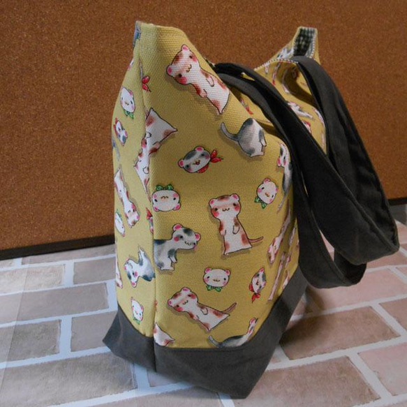 フェレットさんのトートバッグ　（夢くりっぷオリジナル生地） 2枚目の画像