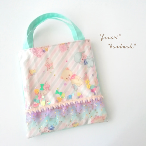 fuwari*ゆめかわシャカシャカミニバッグ*ハンドメイド猫エコ