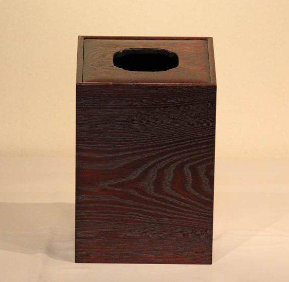 屑箱　　　江戸指物　黄檗材、時代仕上