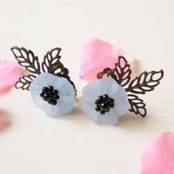 海葵耳環(藍色) *精緻、清爽、利落、可愛、俏麗、小花、花花、暗色 第2張的照片