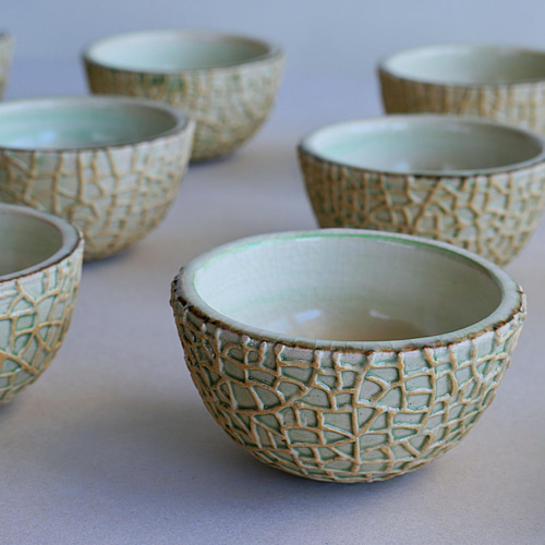 メロンお猪口「優品」 おちょこ・ぐい呑み・徳利 陶芸作家 悦 -etsu