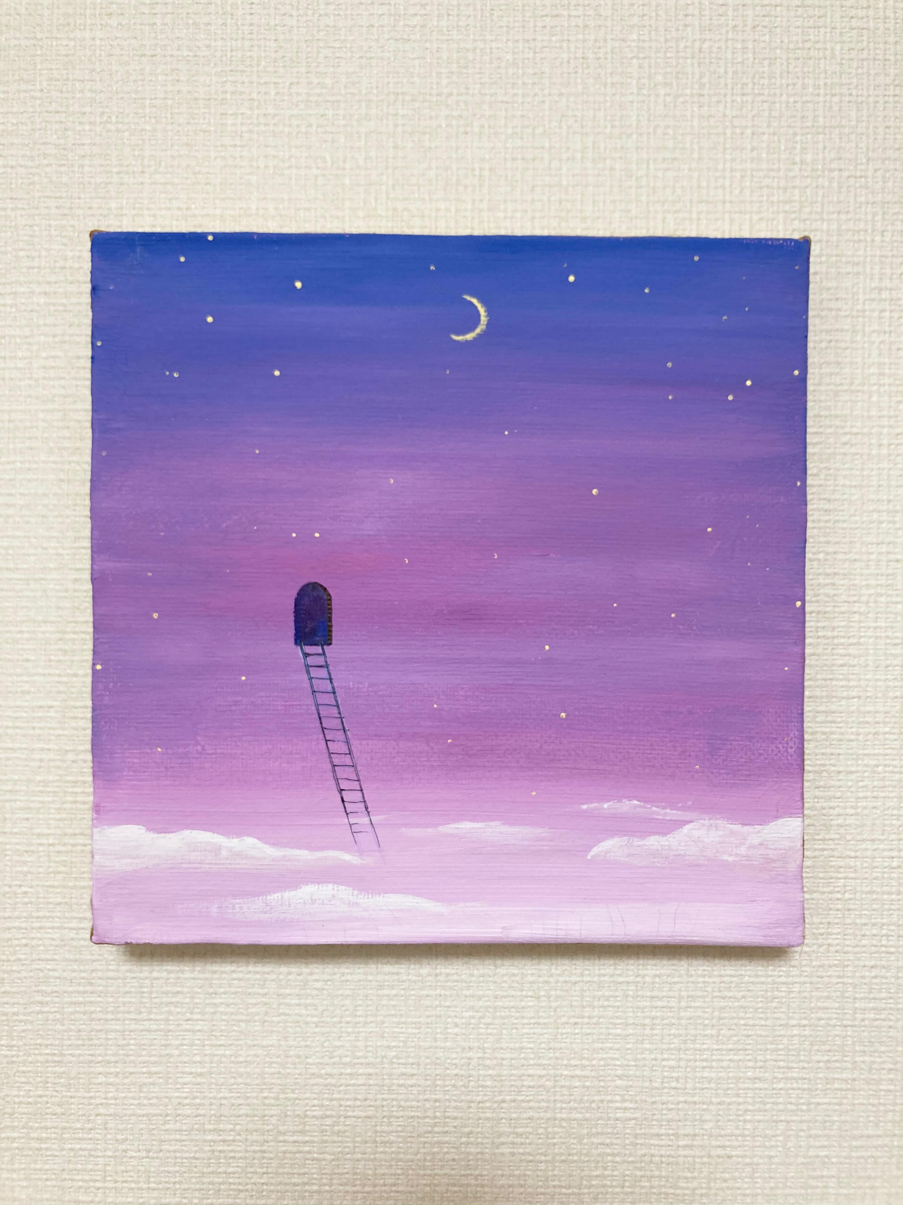 フラワーB ブルーグレイ シゲマツ 原画 一点物 キャンバス アクリル