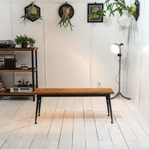 ★週末セール★インダストリアルブランチ【リビングベンチ（展示品）】アイアン家具 アイアンベンチ w120cm ウォールナット オーク インダストリアル
