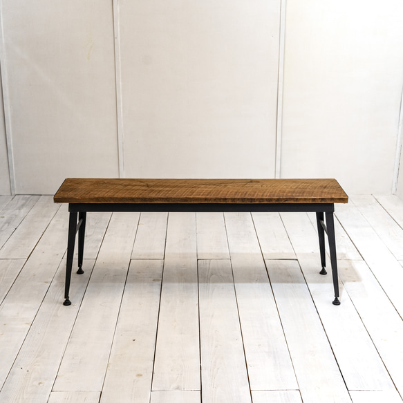 Old pine&Iron bench-08 [パイン古材とアイアンベンチ]　送料無料 3枚目の画像