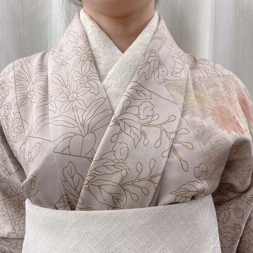刺繍 半衿 半襟 振り袖にも（端メロー オフホワイト）卒業式