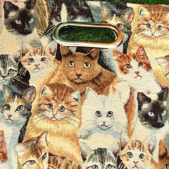 貓紋Gobelin編織手提包 第4張的照片