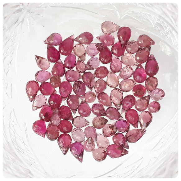 宝石質ピンクトルマリン  ﾄﾞﾛｯﾌﾟﾌﾞﾘｵﾚｯﾄｶｯﾄ 4個 1枚目の画像