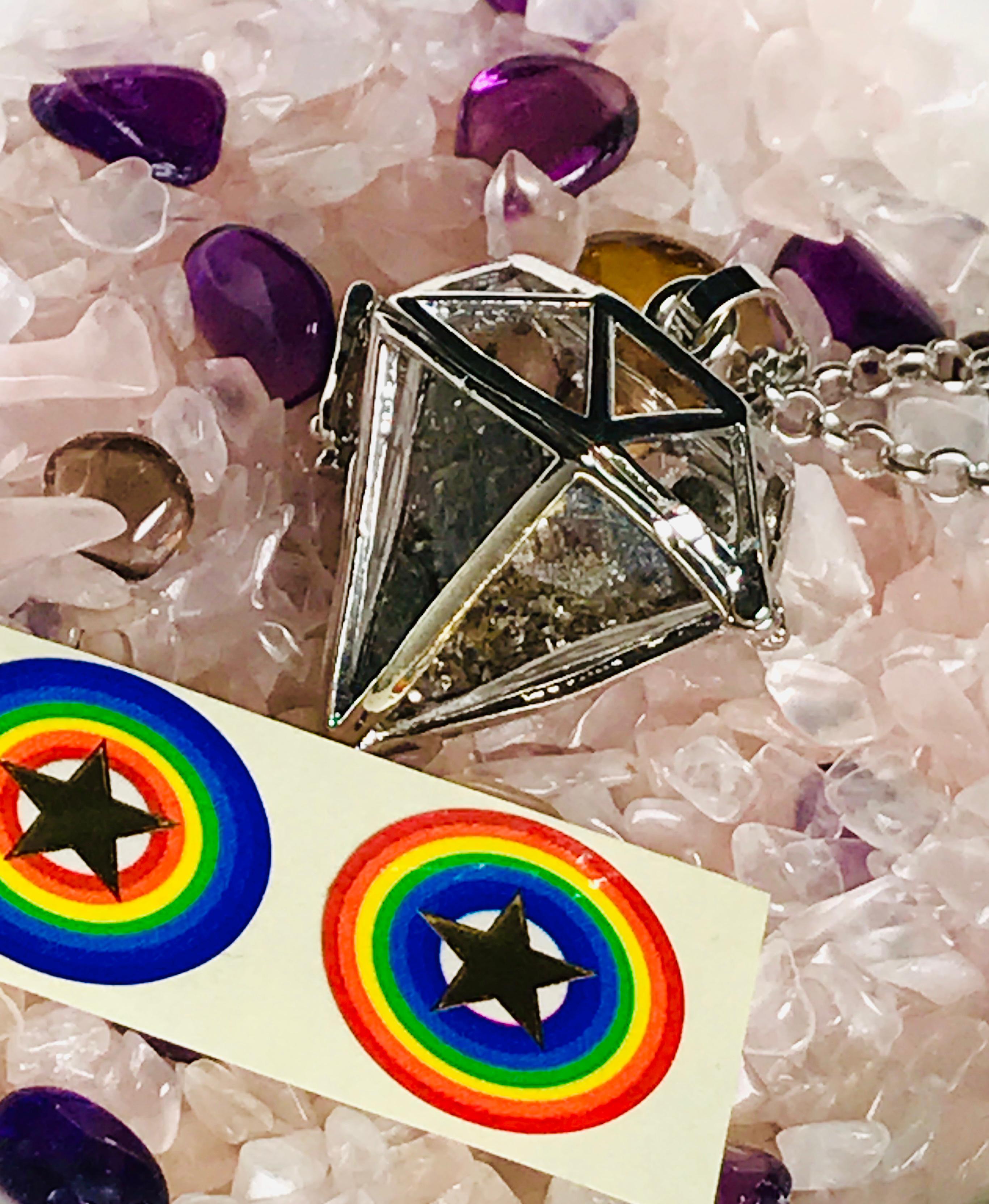 ギベオン 隕石 隕石の粉 六芒星 ペンダント ネックレス 宇宙村 宇宙パワーシール 本物 天然石 原石 個性的 大人