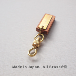 ＊選べる金具３種類 ■ペア■ YAKU-SUGI〈Ｓ〉【MAMORI 守】ALL BRASS ●〔屋久杉/真鍮/刻印〕 4枚目の画像