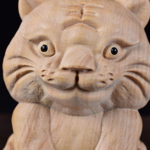 虎 置物 細密彫刻 彫刻 工芸品 木造木彫 彫刻 大波彫刻 通販 13150942