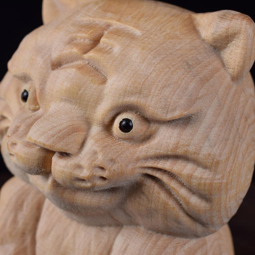 虎 置物 細密彫刻 彫刻 工芸品 木造木彫 彫刻 大波彫刻 通販 13150942