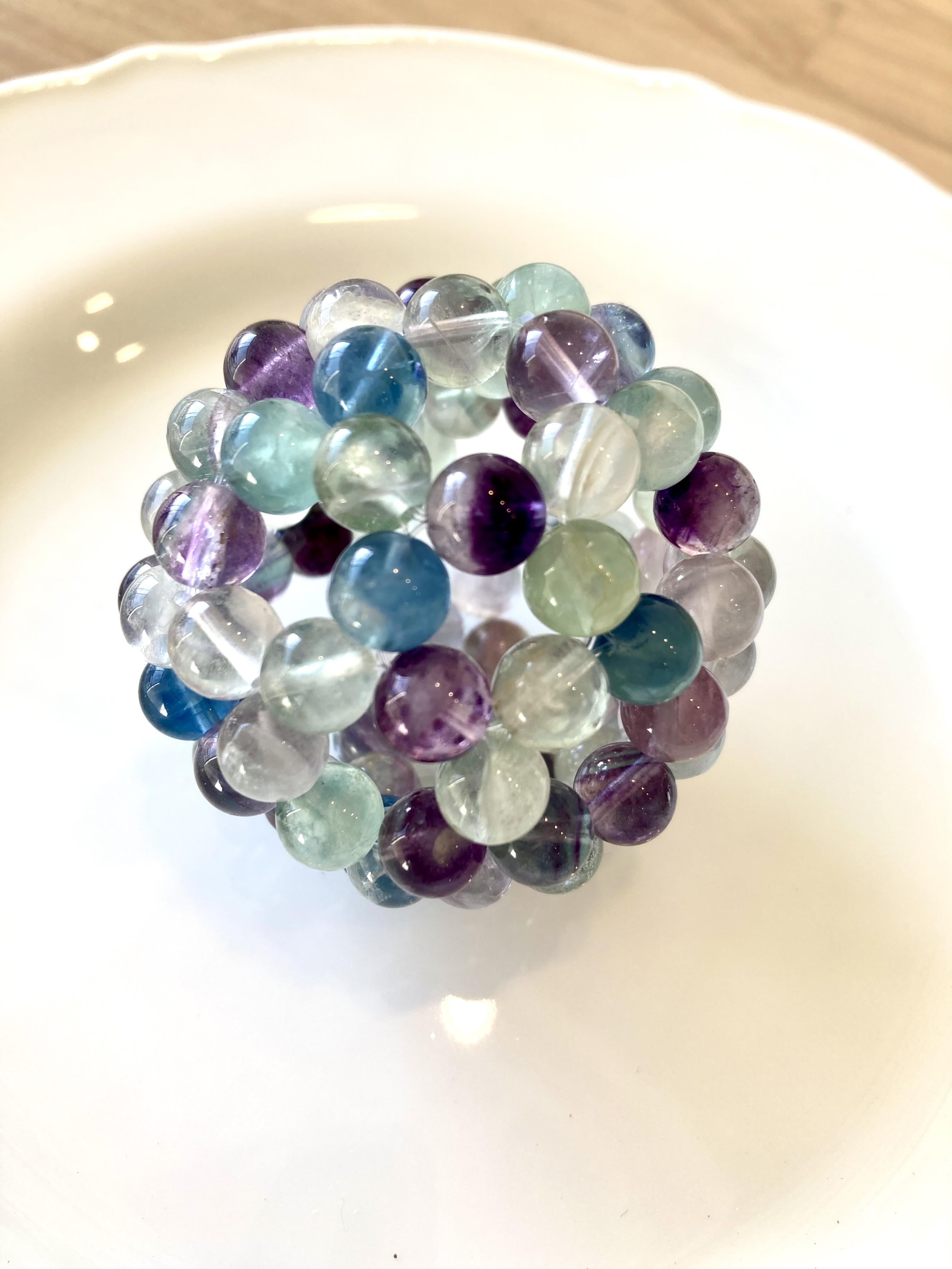 フラーレン　オブジェ　8mmフローライト（直径約6cm）