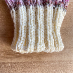 《春まで活躍》手編み　冬の紫陽花＊お手元が華やぐパープルミックスカラー♢ハンドウォーマー　お出かけに便利な指出し手袋 10枚目の画像
