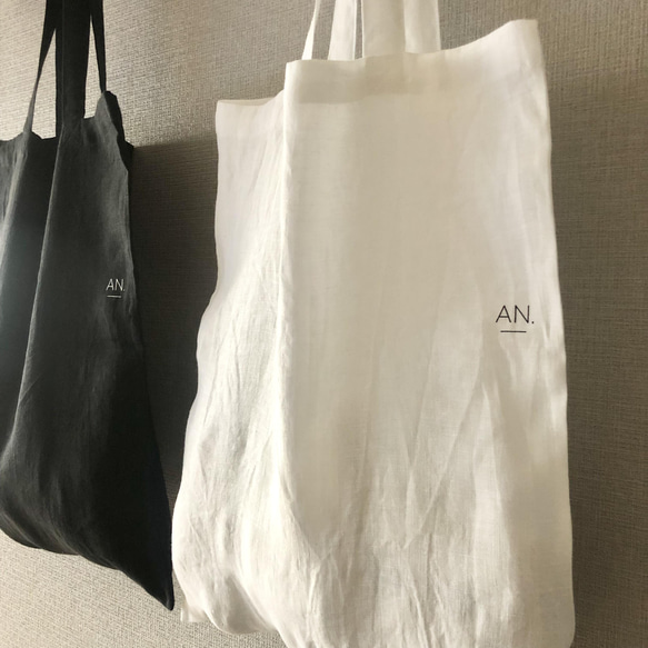 【送0!!】フレンチリネンのシンプルエコＢａｇ☆ＡＮ．オリジナルプリント♪ 3枚目の画像