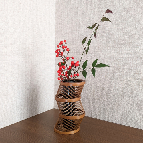 駿河竹細工 竹製品 花器 ひめ フラワーベース 一輪挿し 南京編 駿河竹細工 竹製品 花器 ひめ フラワーベース 一輪挿し 南京編