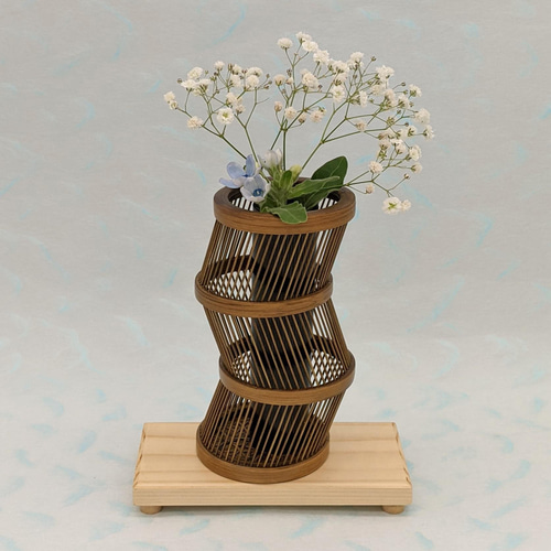 駿河竹細工 竹製品 花器 浮雲 【花台付き】 フラワーベース 駿河竹細工 竹製品 花器 浮雲 【花台付き】 フラワーベース