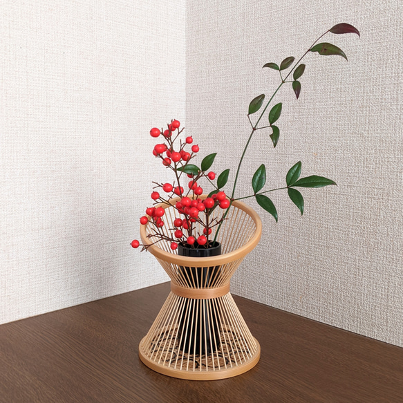 A1301-1/金彩色絵花鳥文台付花瓶/中国美術/花器/花入/華道具/花生/