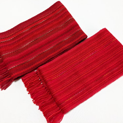 紅葉色の手織りウールマフラー　160cm 8枚目の画像