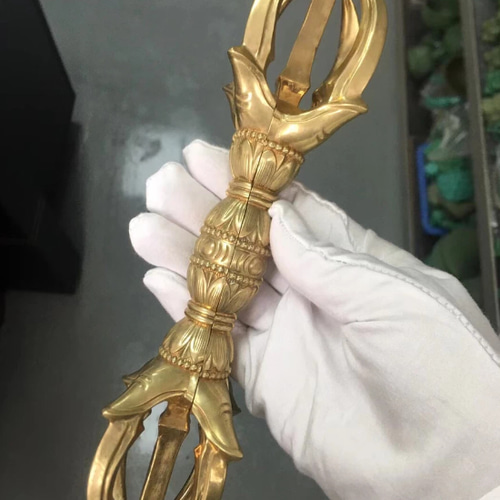 密教法具 人形五鈷杵 金剛杵 法器 寺院用仏具 真鍮製 23cm 密教法具 人形金剛杵 五鈷杵 寺院用仏具 真鍮製 佳品 23cm その他