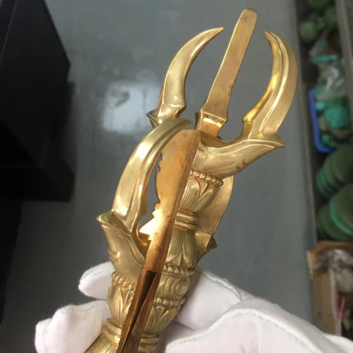 密教法具 人形金剛杵 五鈷杵 寺院用仏具 真鍮製 佳品 23cm その他