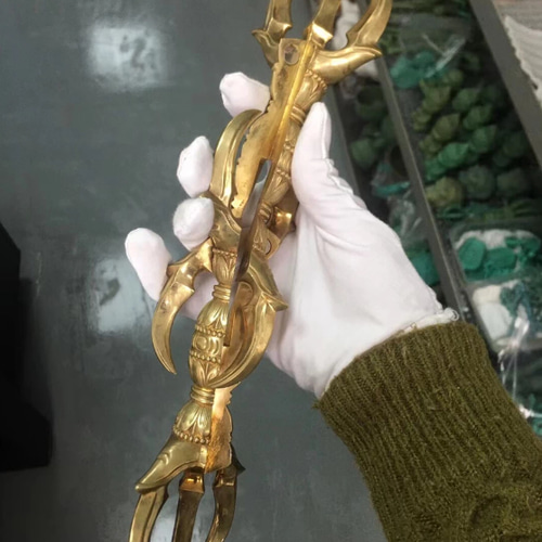 密教法具 人形金剛杵 五鈷杵 寺院用仏具 真鍮製 佳品 23cm その他